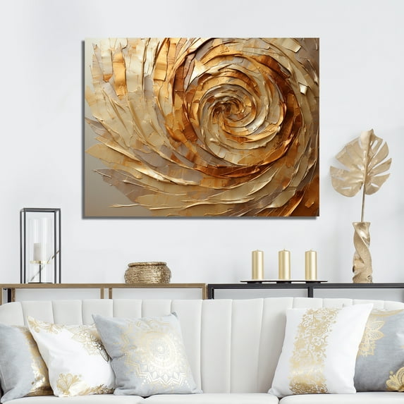 Designart "Mocha Spiral With Gilded Brown" Abstract Spirals Wall Decor