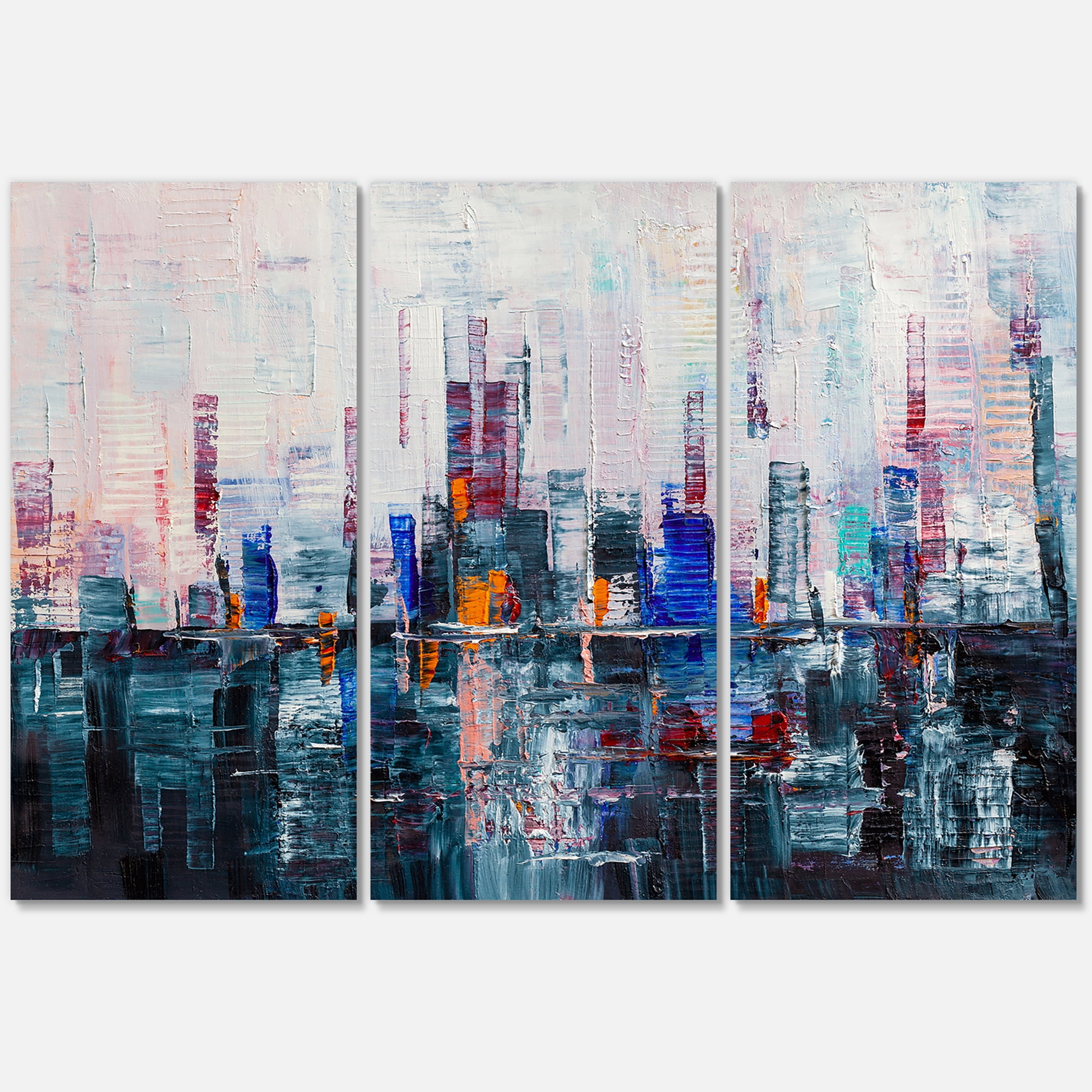 Designart ' Modern Abstract City Skyscrapers ' Modern Canvas Wall Art Print