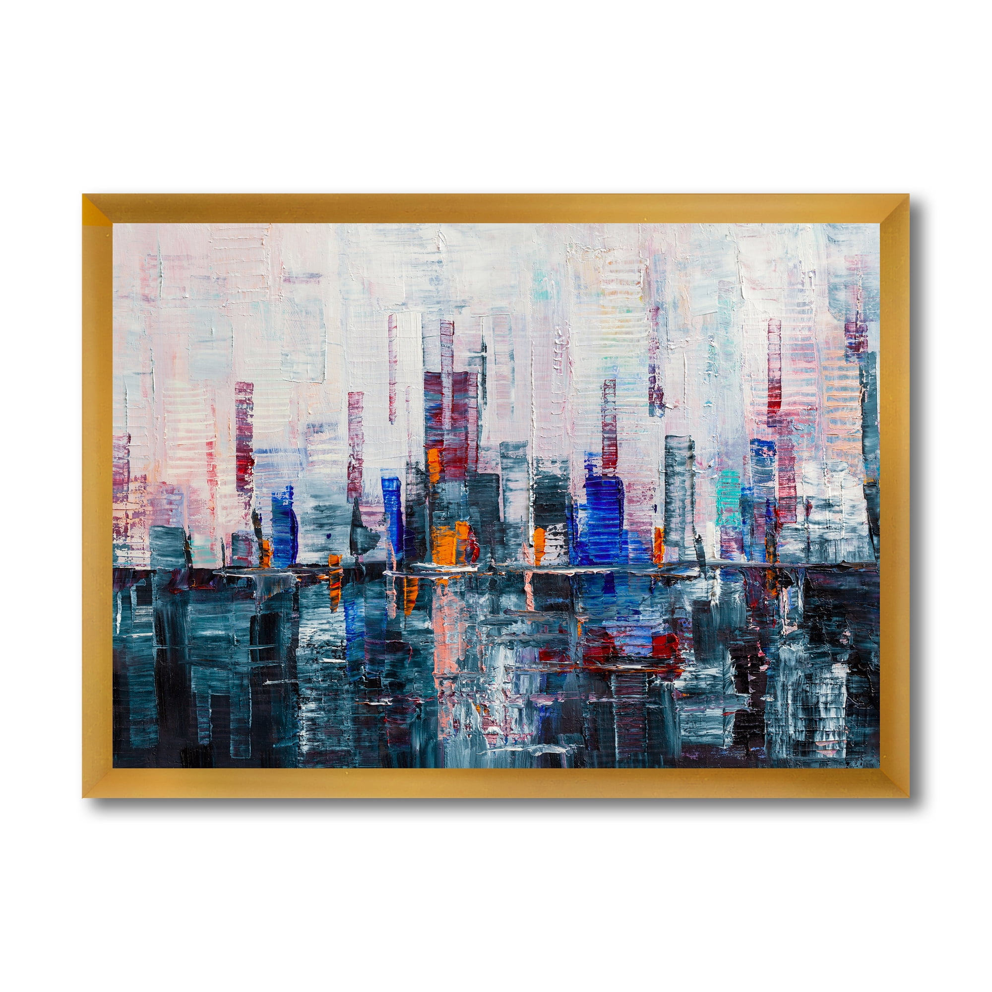 Designart 'Modern Abstract City Skyscrapers' Modern Framed Art Print