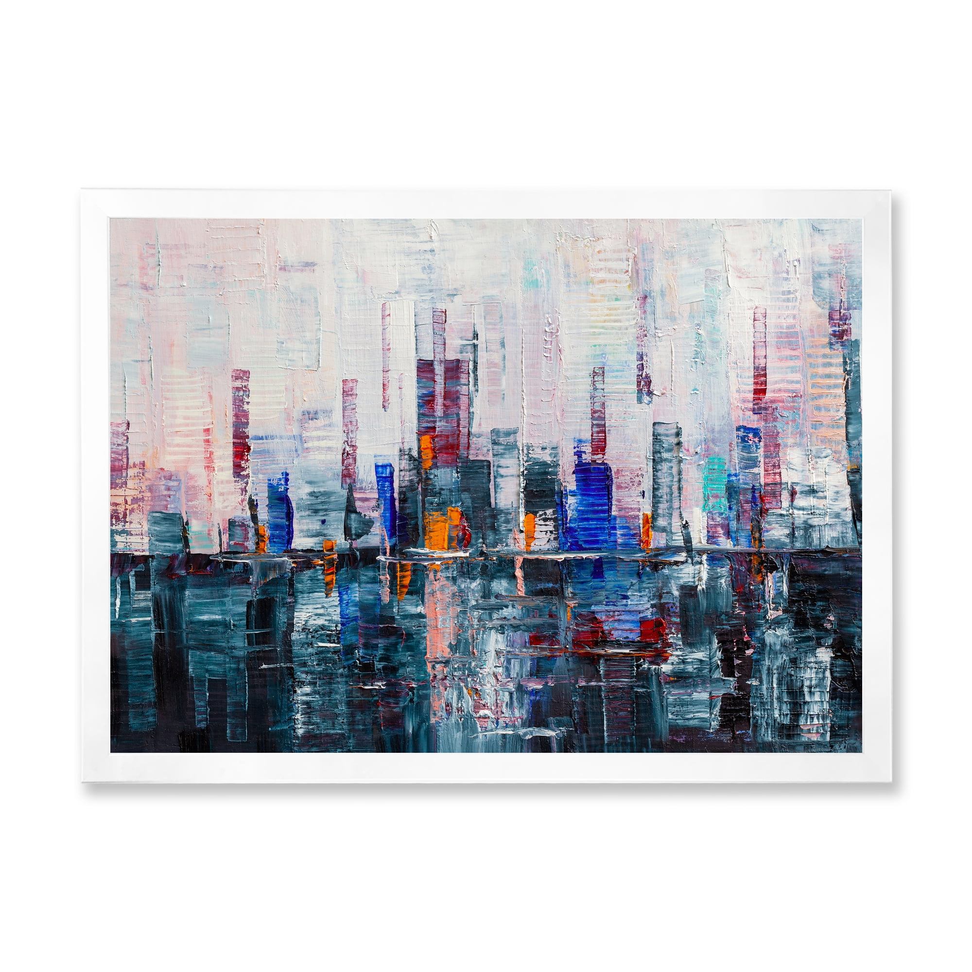 Designart 'Modern Abstract City Skyscrapers' Modern Framed Art Print