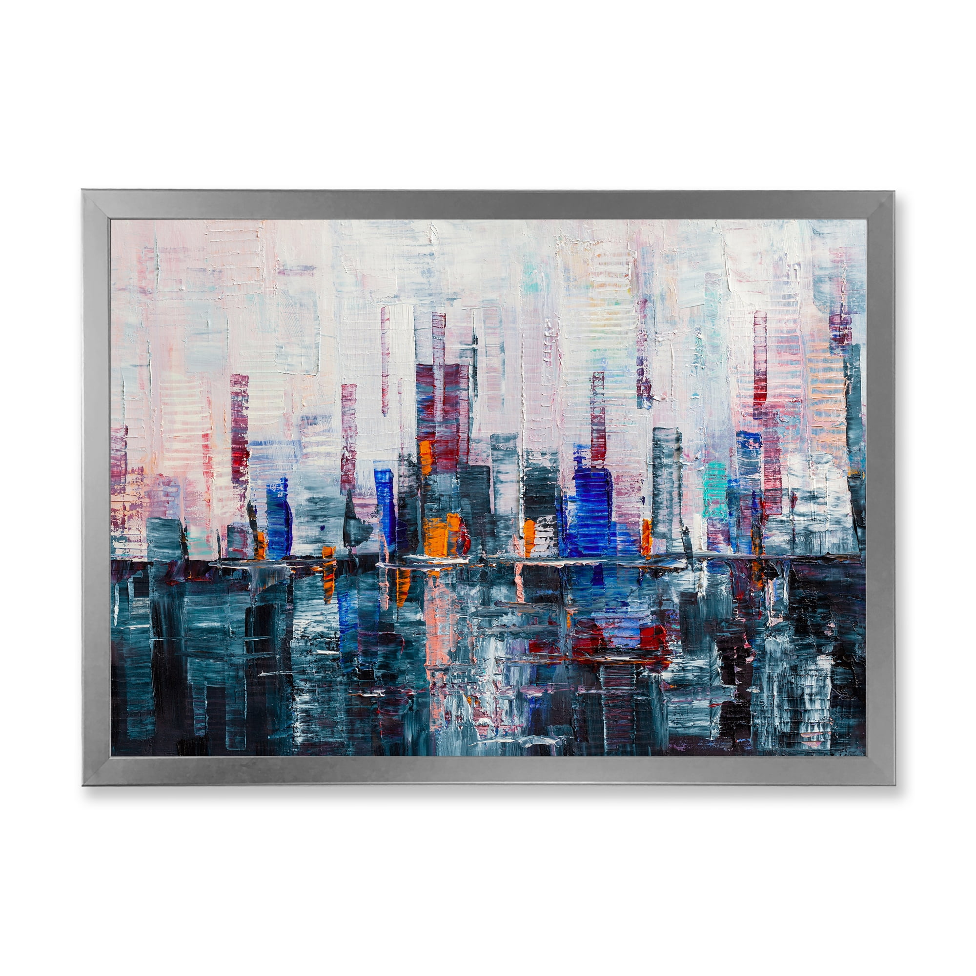 Designart 'Modern Abstract City Skyscrapers' Modern Framed Art Print