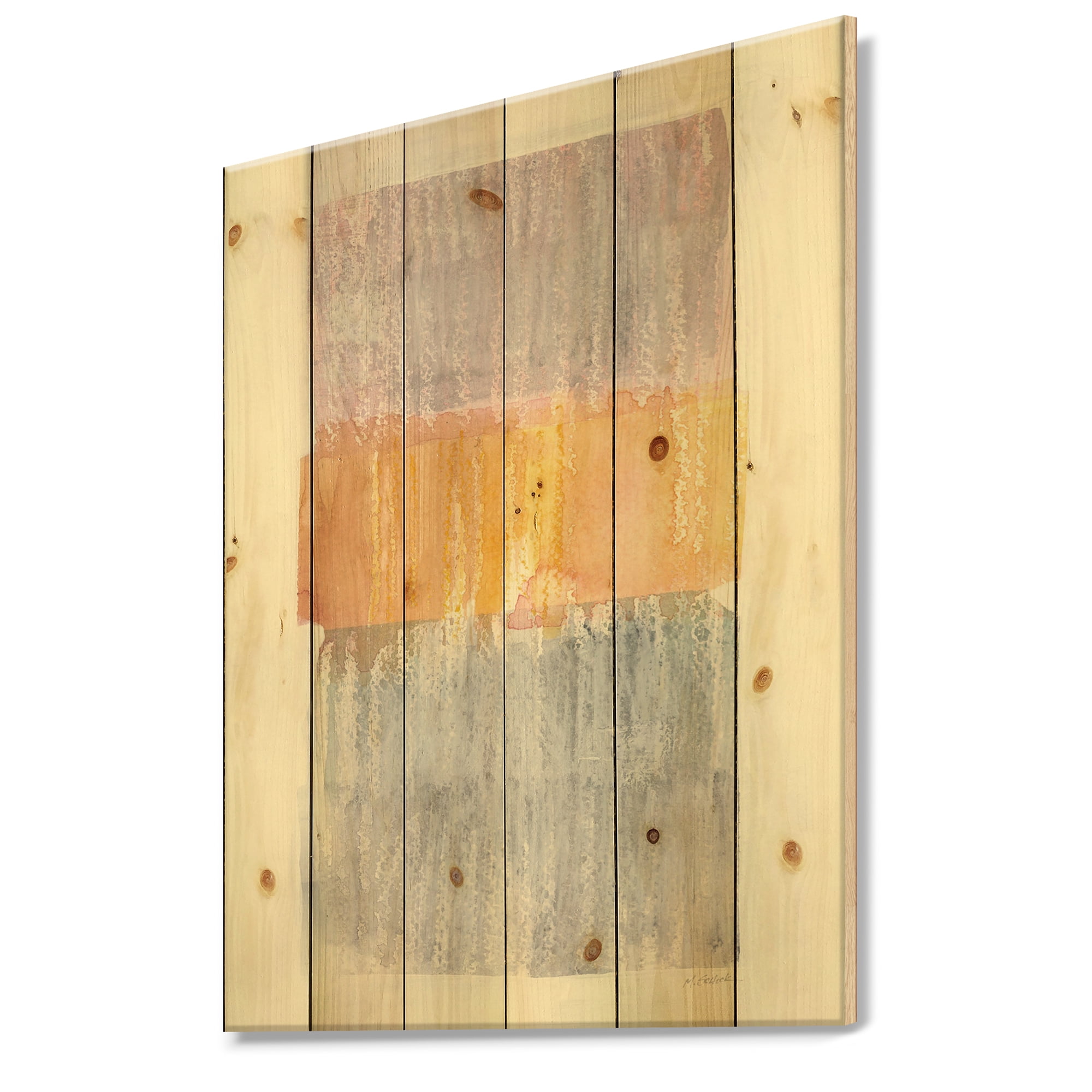 Designart 'Modern Abstract Drive' Cottage Print on Natural Pine Wood