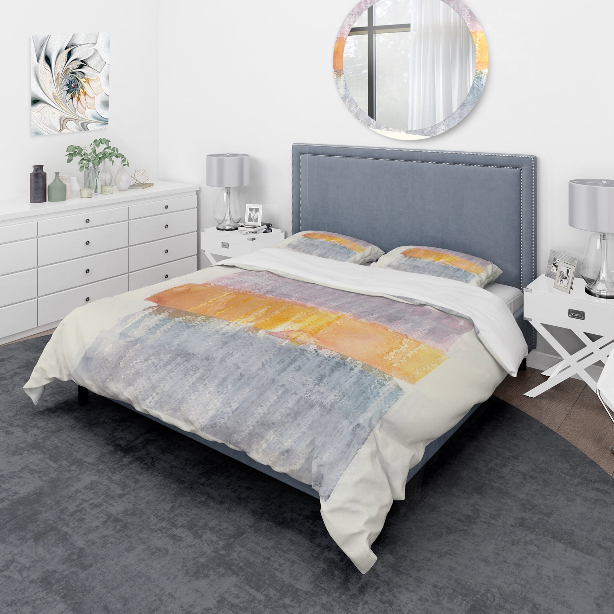 Designart 'Modern Abstract Drive' Geometric Duvet Cover Set