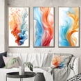thumbnail image 1 of Designart "Modern Abstract Undulations Blue And Orange III" Abstract Liquid Ink Framed Wall Art Set Of 3 - Blue Modern Frame Canvas Set For Living Room Decor, 1 of 6