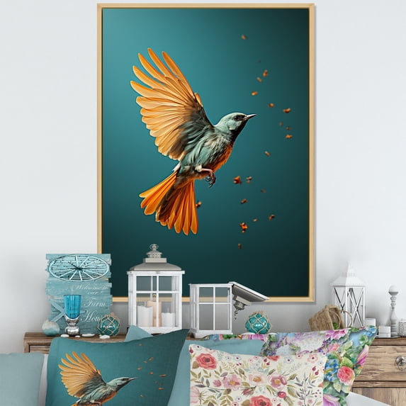 Designart "Modern Avian Assembly" Animals Bird Floater Framed Canvas Art Print