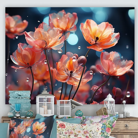 Designart "Modern Blooming Of Colorful Hibiscus IV" Tulips Canvas Art Print