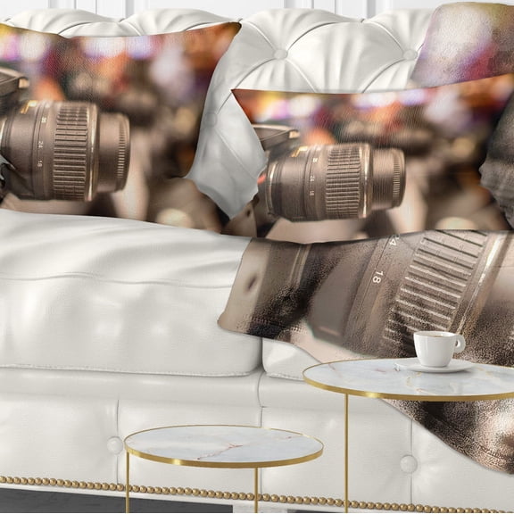Designart Modern Camera in City Electronics Shop - Contemporary Throw Pillow - 12x20