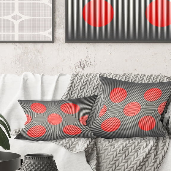 Designart Modern Circle and Line Geometric Pattern' Mid-Century Modern Throw Pillow - 18x18