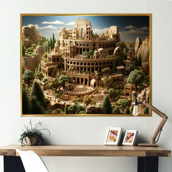 Designart "Modern Coliseum Splendor" Stadiums Floater Framed Wall Decor