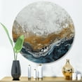 thumbnail image 1 of Designart "Modern Contemporary Abstract Grey and Gold II" Abstract Marble Metal Round Wall Decor, 1 of 5