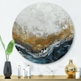 thumbnail image 1 of Designart "Modern Contemporary Abstract Grey and Gold II" Abstract Marble Metal Round Wall Decor, 1 of 5