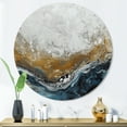 thumbnail image 1 of Designart "Modern Contemporary Abstract Grey and Gold II" Abstract Marble Metal Round Wall Decor, 1 of 5