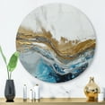 thumbnail image 1 of Designart "Modern Contemporary Abstract Grey and Gold IV" Abstract Marble Metal Round Wall Art, 1 of 5