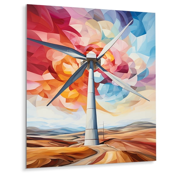 Designart "Modern Energy with Fractal Wind Turbines" Wind Turbines Metal Art Print