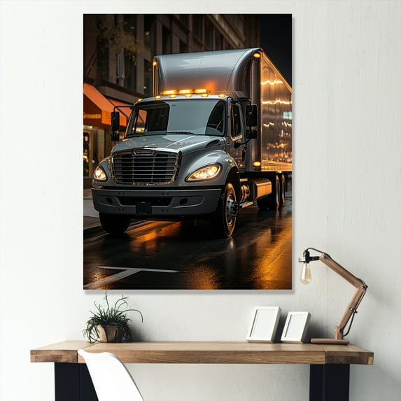 Designart "Modern Era Moving Truck" Truck Canvas Wall Art