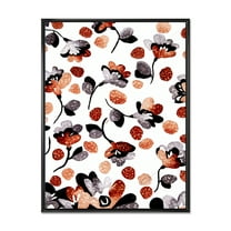 Designart 'Modern Flower In Red Blue and Orange' Bohemian & Eclectic Framed Canvas Wall Art Print