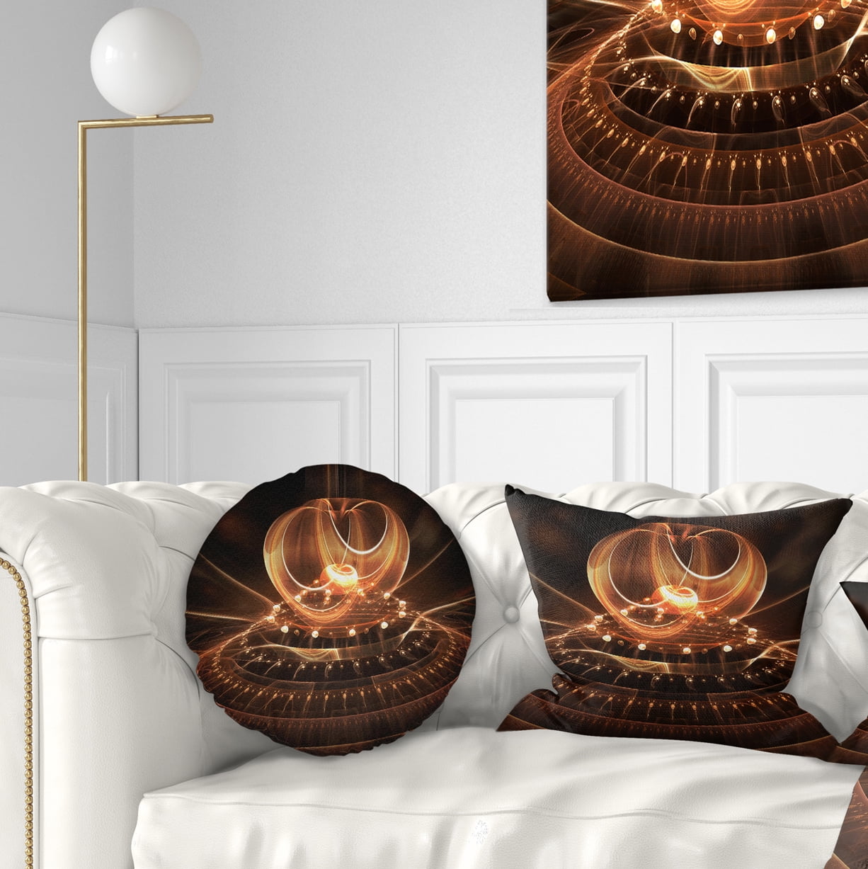 Designart Modern Fractal Brown Dom - Abstract Throw Pillow - 12x20