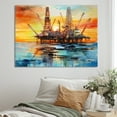 thumbnail image 1 of Designart "Modern Horizon With Ocean Oil Platforms" Oil Rigs / Fields Canvas Wall Art, 1 of 7