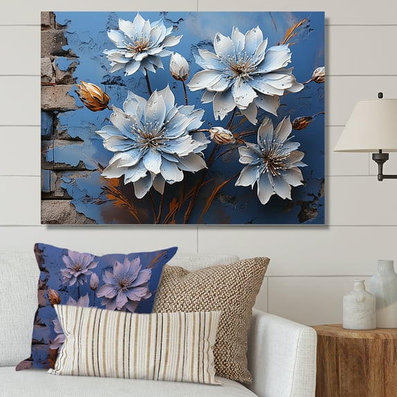 Designart "Modern Impression Of Blue And White Cornflowers II" Cornflowers Wall Decor