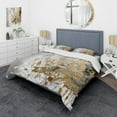 thumbnail image 1 of Designart "Modern Interpretation White and Gold" Abstract Bedding Covert Set - Modern White Bed Set With 2 Shams, 1 of 6