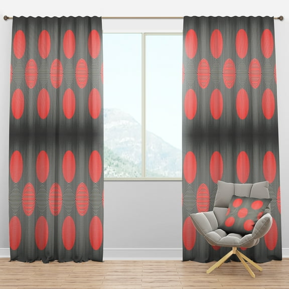 Designart 'Modern Line and Circle Geometric Pattern' Mid-Century Modern Blackout Curtain Panel