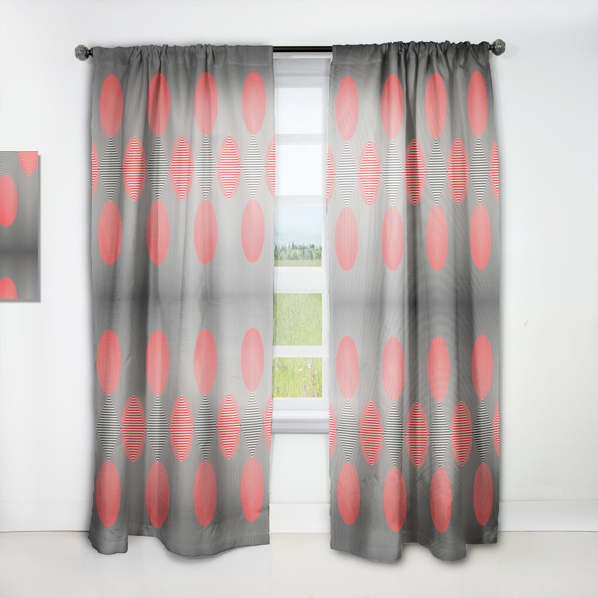 Designart 'Modern Line and Circle Geometric Pattern' Mid-Century Modern Curtain Panel