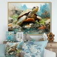 thumbnail image 1 of Designart "Modern Marine Turtle Illustration" Animals Turtle Floater Framed Canvas Prints, 1 of 5