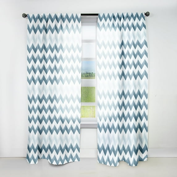 Designart "Modern Monochrome Zigzag I" Chevron Room Darkening Single Curtain Panel
