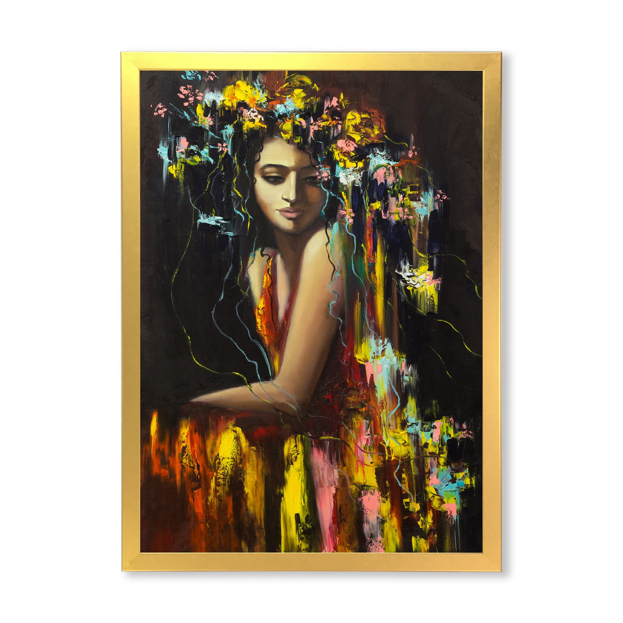 Designart 'Modern Portrait Of A Young Girl' Modern Framed Art Print