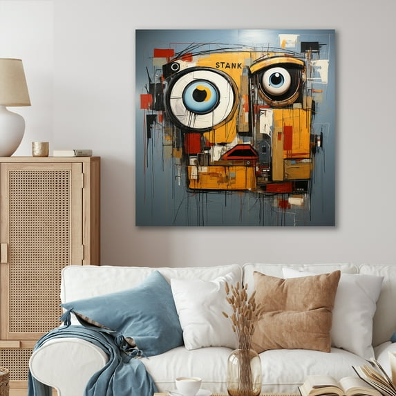 Designart "Modern Robot Pop Art wall art VI" Abstract Canvas Wall Art
