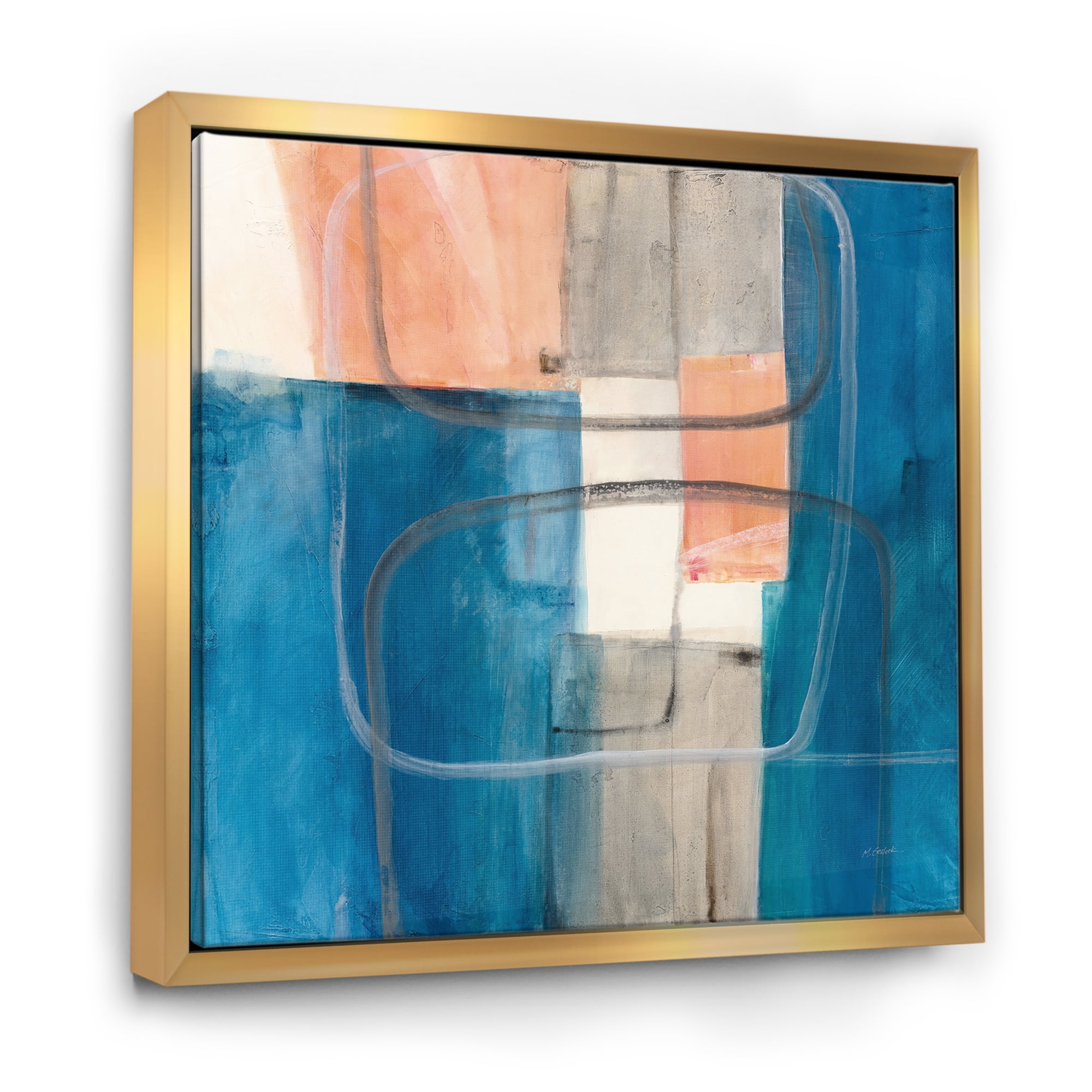 Designart ' Modern Simply Blue ' MidCentury Modern Framed Canvas