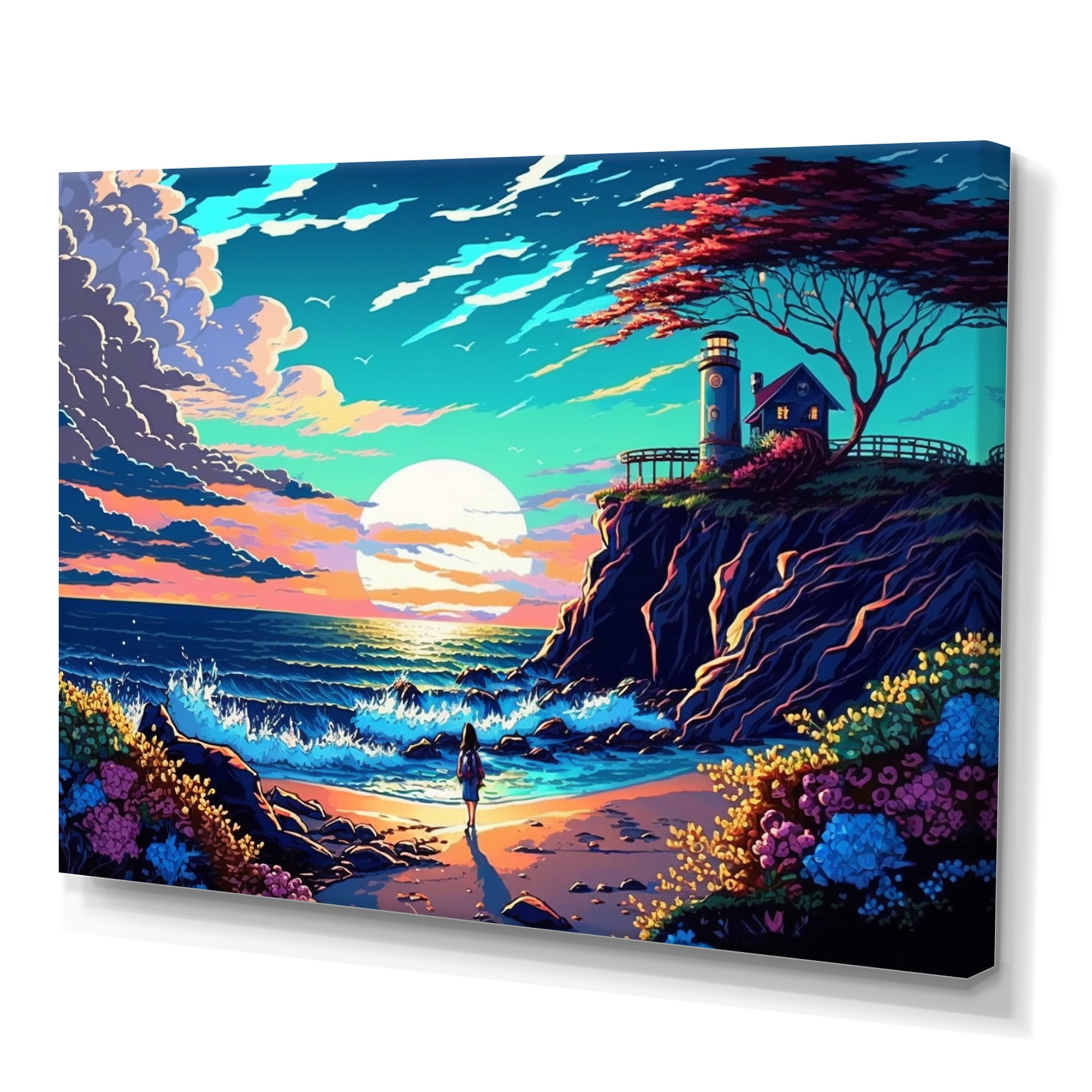 Designart Modern Sunset In Vector Style II Canvas Wall Art