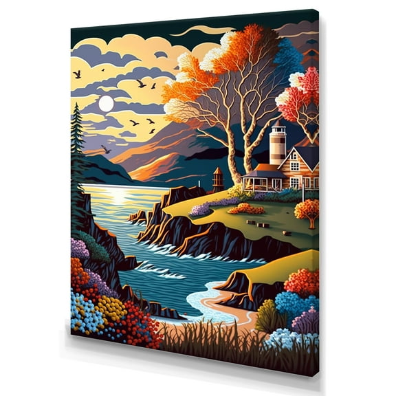 Designart Modern Sunset In Vector Style V Canvas Wall Art