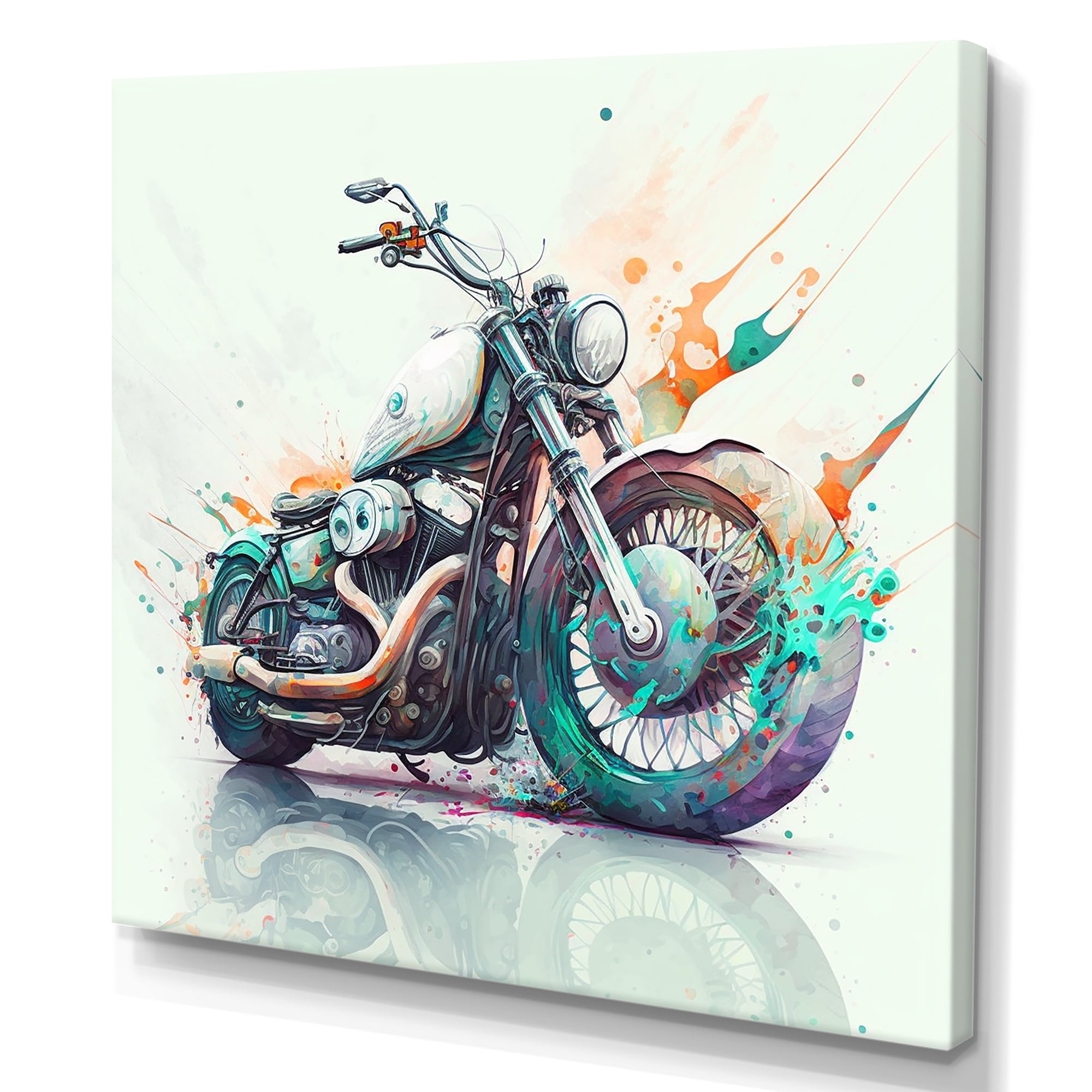 Designart Modern Vibrant Motorcycle Canvas Wall Art