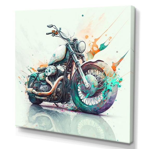 Designart Modern Vibrant Motorcycle Canvas Wall Art
