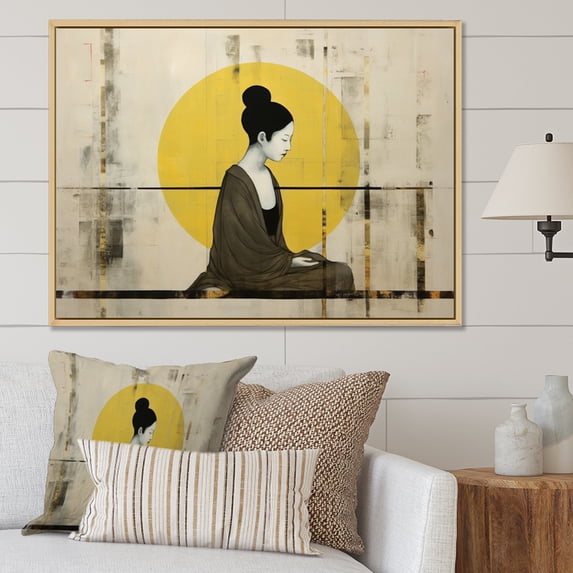 Designart "Modern Zen Asian Painting II" Asian Floater Framed Wall Art Print