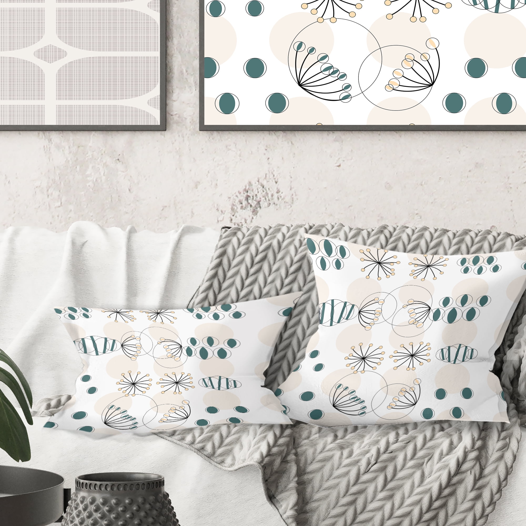 Designart Modern abstract geometric pattern' Mid-Century Modern Throw Pillow - 16x16