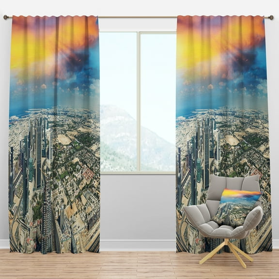 Designart 'Modern buildings of Dubai' Cityscapes Blackout Curtain Panel