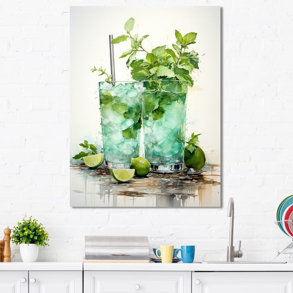 Designart "Mojito Jubilation With Julep" Cocktails Canvas Wall Art