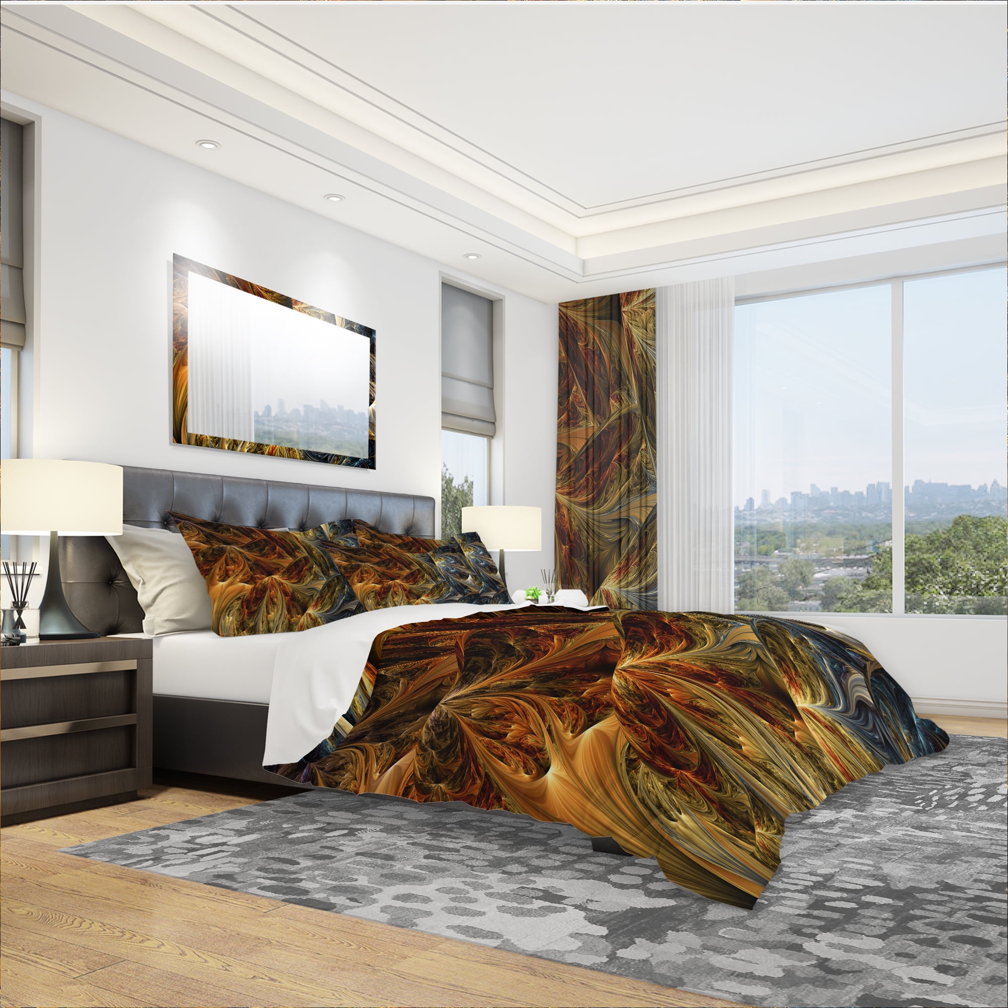 Designart 'Molten Gold Abstract' Modern & Contemporary Duvet Cover Set
