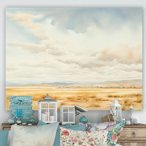 Designart "Moments Of Tranquil Meadows I" Meadow Wall Art Living Room