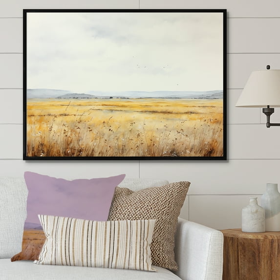 Designart "Moments Of Tranquil Meadows" Meadow Floater Framed Wall Art Prints