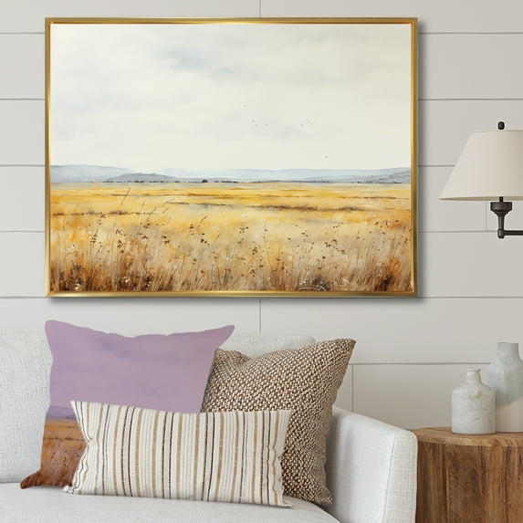 Designart "Moments Of Tranquil Meadows" Meadow Floater Framed Wall Art Prints