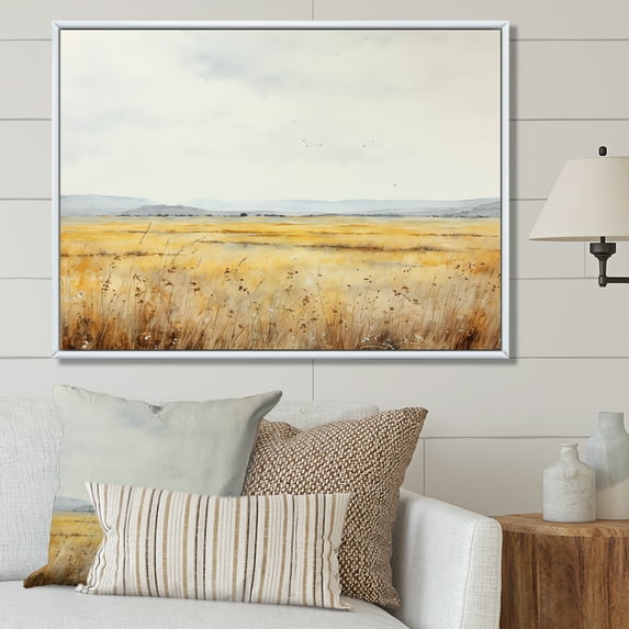 Designart "Moments Of Tranquil Meadows" Meadow Floater Framed Wall Art Prints
