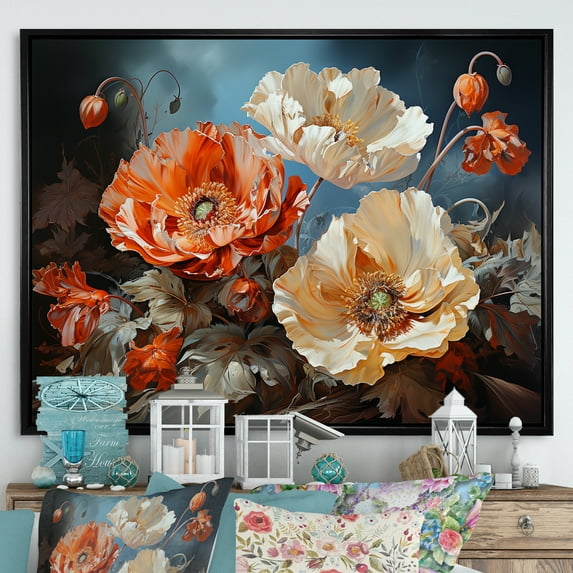 Designart "Moments Of Vivid Poppies III" Poppies Floater Framed Wall Art Prints