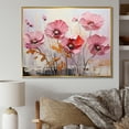 thumbnail image 1 of Designart "Moments Of Vivid Poppy Minimalism" Poppies Floater Framed Wall Art Living Room, 1 of 5