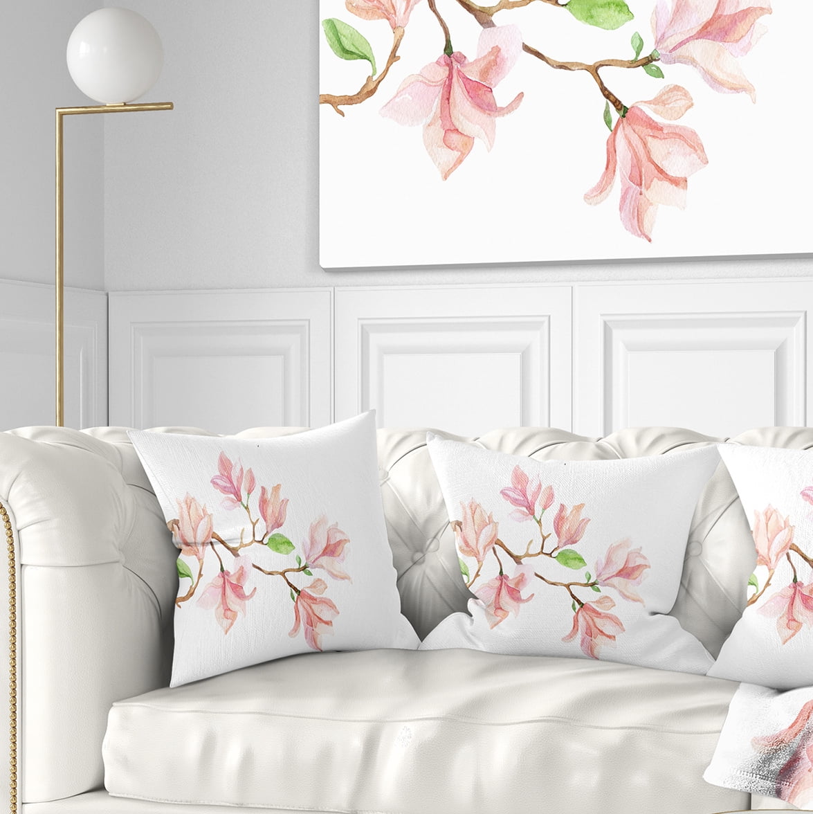 Designart Mongolia Flower Painting - Watercolor Floral Throw Pillow - 16x16