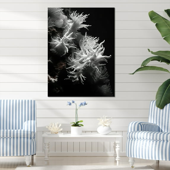 Designart "Monochromatic Coral Secrets" Coastal Coral Under Water Canvas Wall Art