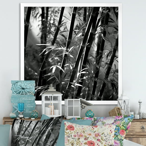 Designart "Monochromatic Forest Of Bamboo" Bamboo Picture Framed Canvas Art Print