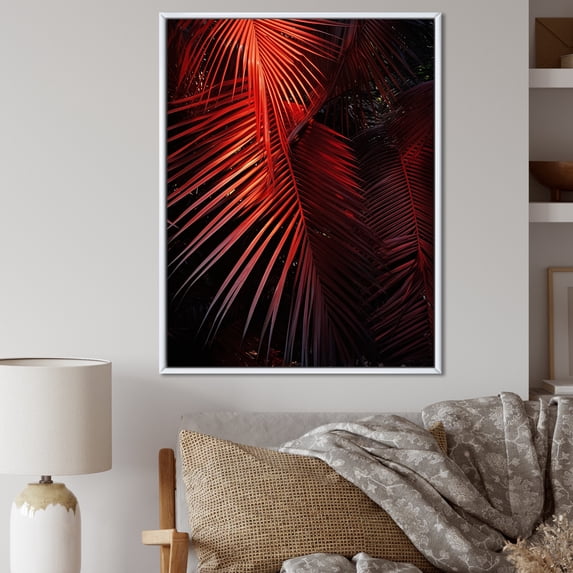 Designart "Monochromatic Photo Of Red Palm Trees I" Palms & Palm Trees Floater Framed Wall Art Prints